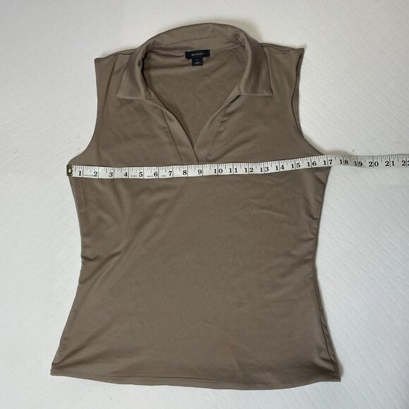 Halogen Women's Brown Sleveless V-Neck Collared Knit Top Size Small NWOT - Picture 3 of 8